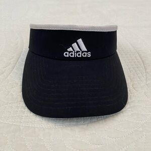 Adidas Black Sports Visor with White Logo and White Trim